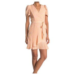 Betsey Johnson Pink Leopard Wrap Ruffle Mini Dress Sz. 12